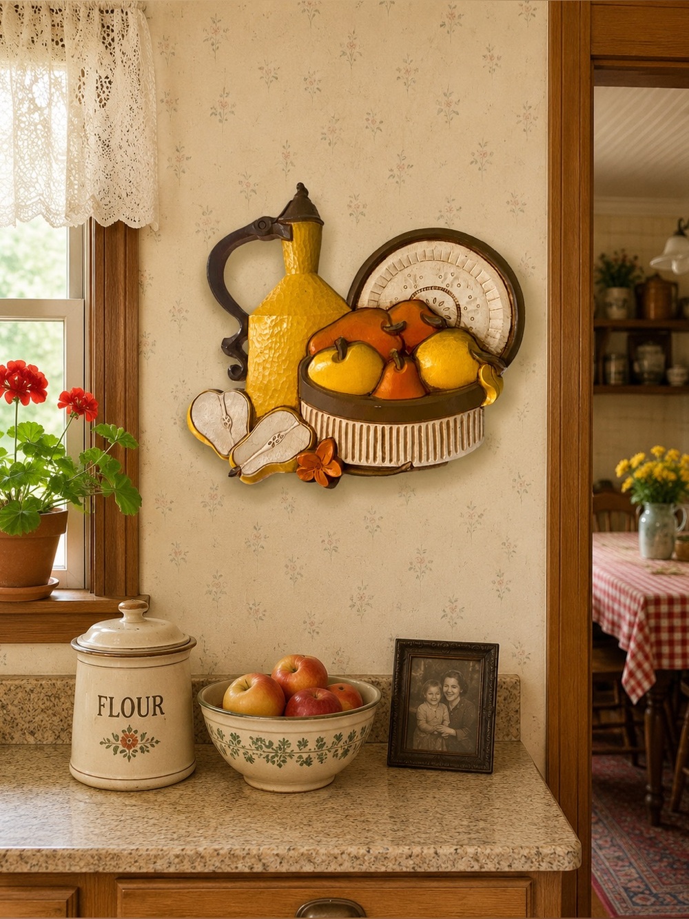 Vintage 1981 Syroco Homco Pears & Apples 3D Kitchen Wall Plaque Home Decor 7610